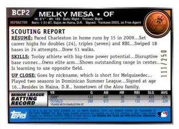 2010 Bowman - Chrome Prospects Blue Refractors #BCP2 Melky Mesa Back