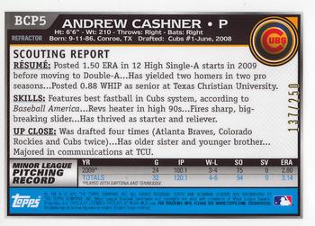 2010 Bowman - Chrome Prospects Blue Refractors #BCP5 Andrew Cashner Back