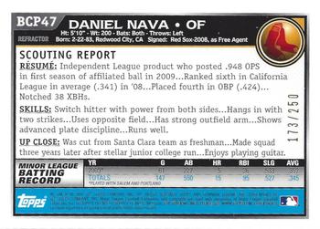 2010 Bowman - Chrome Prospects Blue Refractors #BCP47 Daniel Nava Back