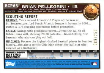 2010 Bowman - Chrome Prospects Blue Refractors #BCP65 Brian Pellegrini Back