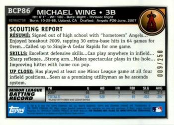 2010 Bowman - Chrome Prospects Blue Refractors #BCP86 Michael Wing Back