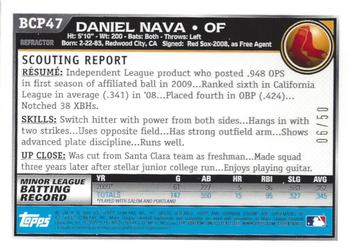2010 Bowman - Chrome Prospects Gold Refractors #BCP47 Daniel Nava Back