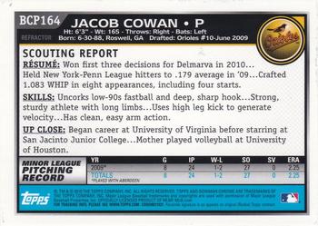 2010 Bowman Chrome - Prospects Green X-Fractors #BCP164 Jacob Cowan Back