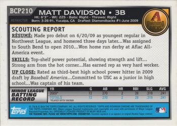 2010 Bowman Chrome - Prospects Green X-Fractors #BCP210 Matt Davidson Back