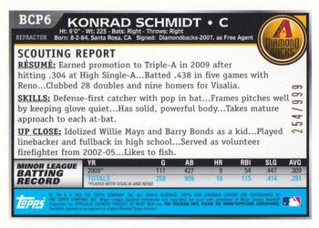 2010 Bowman - Chrome Prospects Purple Refractors #BCP6 Konrad Schmidt Back