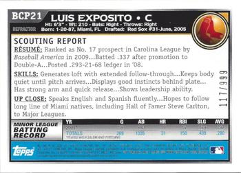 2010 Bowman - Chrome Prospects Purple Refractors #BCP21 Luis Exposito Back