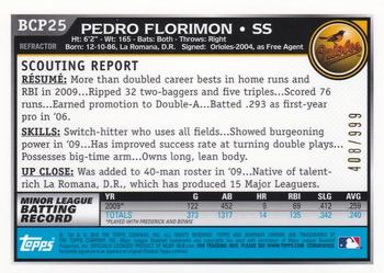 2010 Bowman - Chrome Prospects Purple Refractors #BCP25 Pedro Florimon Back