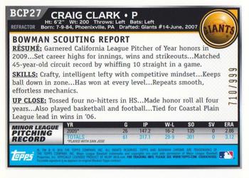 2010 Bowman - Chrome Prospects Purple Refractors #BCP27 Craig Clark Back