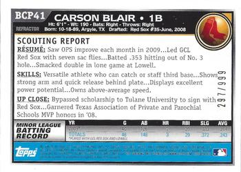 2010 Bowman - Chrome Prospects Purple Refractors #BCP41 Carson Blair Back