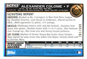 2010 Bowman - Chrome Prospects Purple Refractors #BCP43 Alexander Colome Back