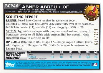 2010 Bowman - Chrome Prospects Purple Refractors #BCP46 Abner Abreu Back