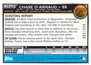 2010 Bowman - Chrome Prospects Purple Refractors #BCP51 Chase D'Arnaud Back