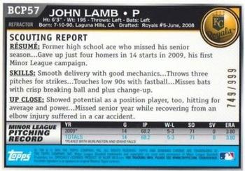 2010 Bowman - Chrome Prospects Purple Refractors #BCP57 John Lamb Back