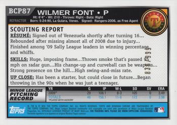 2010 Bowman - Chrome Prospects Purple Refractors #BCP87 Wilmer Font Back