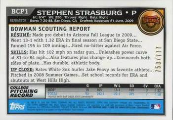 2010 Bowman - Chrome Prospects Refractors #BCP1 Stephen Strasburg Back