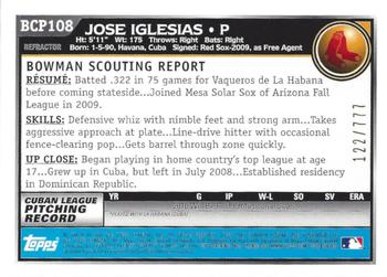 2010 Bowman - Chrome Prospects Refractors #BCP108a Jose Iglesias Back
