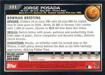 2010 Bowman - Gold #101 Jorge Posada Back