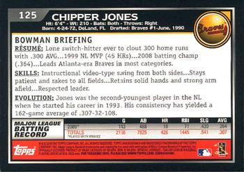 2010 Bowman - Gold #125 Chipper Jones Back
