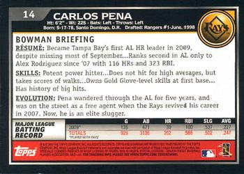 2010 Bowman - Gold #14 Carlos Pena Back