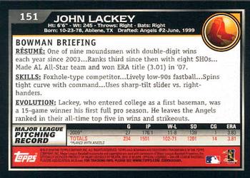 2010 Bowman - Gold #151 John Lackey Back