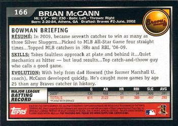 2010 Bowman - Gold #166 Brian McCann Back