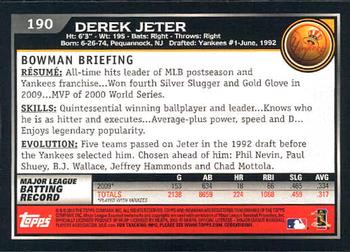 2010 Bowman - Gold #190 Derek Jeter Back