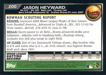 2010 Bowman - Gold #200 Jason Heyward Back