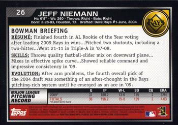 2010 Bowman - Gold #26 Jeff Niemann Back