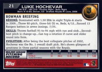2010 Bowman - Gold #21 Luke Hochevar Back