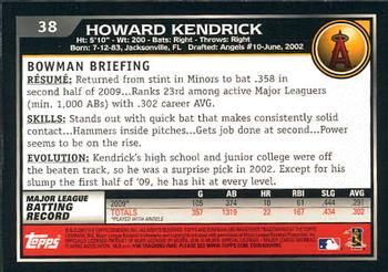 2010 Bowman - Gold #38 Howie Kendrick Back