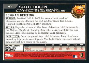 2010 Bowman - Gold #42 Scott Rolen Back
