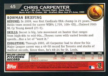 2010 Bowman - Gold #45 Chris Carpenter Back