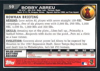2010 Bowman - Gold #59 Bobby Abreu Back