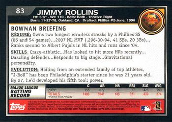 2010 Bowman - Gold #83 Jimmy Rollins Back