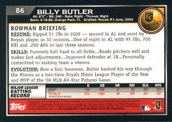 2010 Bowman - Gold #86 Billy Butler Back