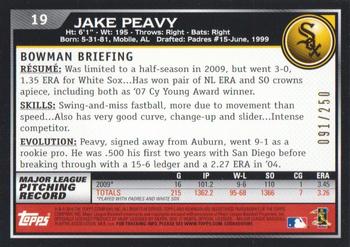 2010 Bowman - Orange #19 Jake Peavy Back