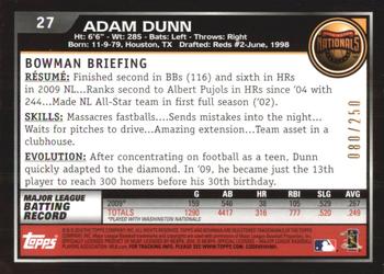 2010 Bowman - Orange #27 Adam Dunn Back