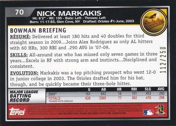 2010 Bowman - Orange #70 Nick Markakis Back