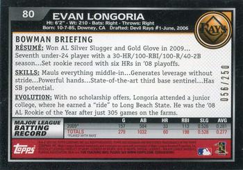2010 Bowman - Orange #80 Evan Longoria Back