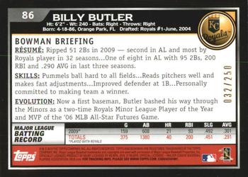 2010 Bowman - Orange #86 Billy Butler Back