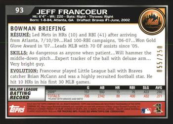 2010 Bowman - Orange #93 Jeff Francoeur Back