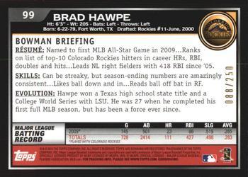 2010 Bowman - Orange #99 Brad Hawpe Back