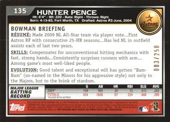 2010 Bowman - Orange #135 Hunter Pence Back