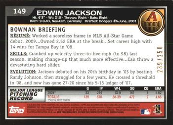 2010 Bowman - Orange #149 Edwin Jackson Back
