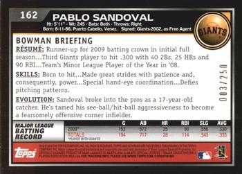2010 Bowman - Orange #162 Pablo Sandoval Back