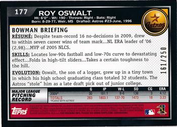 2010 Bowman - Orange #177 Roy Oswalt Back