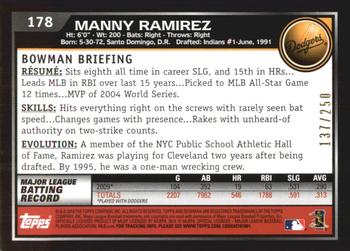 2010 Bowman - Orange #178 Manny Ramirez Back