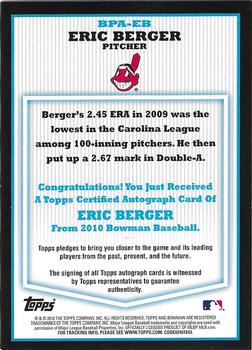 2010 Bowman - Prospect Autographs #BPA-EB Eric Berger Back