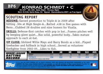 2010 Bowman Chrome - Prospects Black #BP6 Konrad Schmidt Back