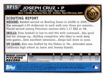 2010 Bowman Chrome - Prospects Black #BP15 Joseph Cruz Back